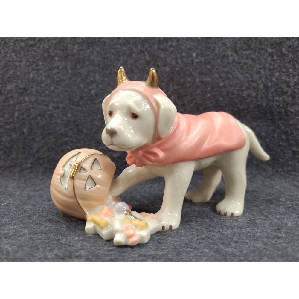 Lenox Puppy Sweet Little Devil Labrador Halloween Dog Pumpkin 24k Gold Accents
